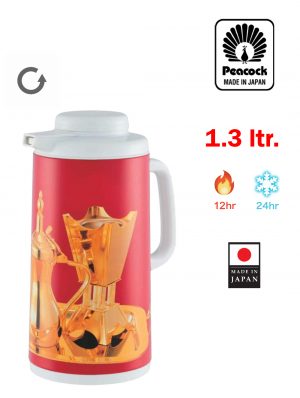 PEACOCK ترمس الطاووس الياباني CIT-130R سعة 1.3 لتر أحمر بنقوش عربية