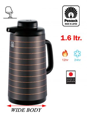 PEACOCK ترمس الطاووس الياباني CIW-160GL(H) سعة 1.6 لتر بني غامق وخطوط ذهبية