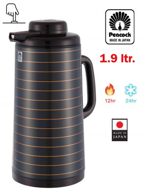 PEACOCK ترمس الطاووس الياباني CIT-190GL(H) سعة 1.9 لتر بني غامق وخطوط ذهبية